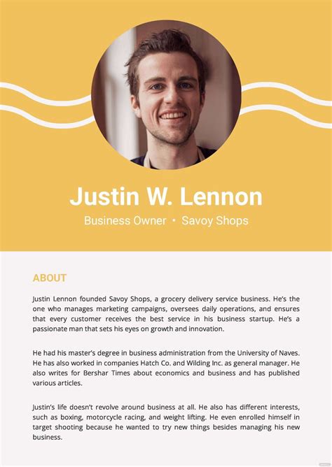 Professional Bio For Company Template in MS Word Download
