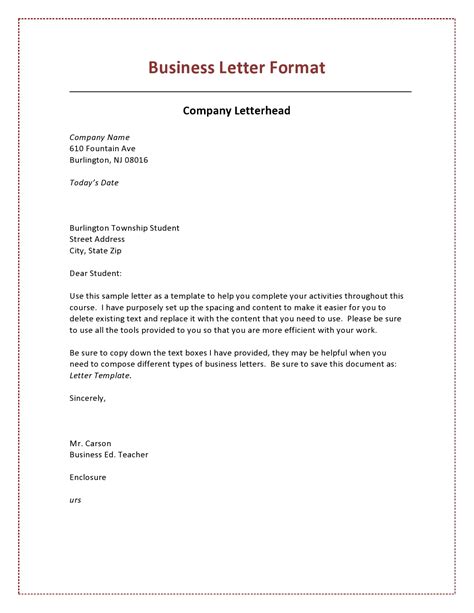 Professional Business Letter Template Word