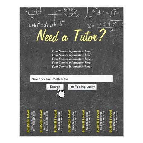 Professional Chalkboard Search Bar Math Tutor Flyer in