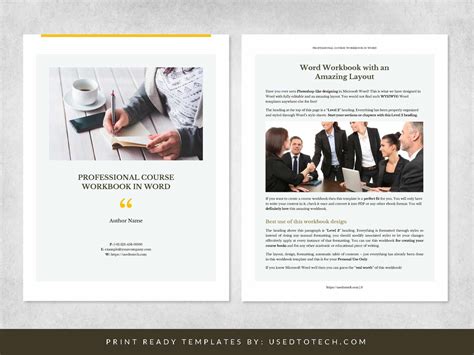 Professional Course Workbook Template In Word Used To Tech