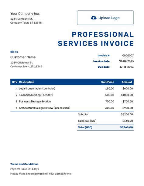 Professional Services Invoice Template