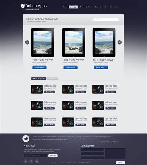 Professional Website Design Template For Ipad And Iphone Applications