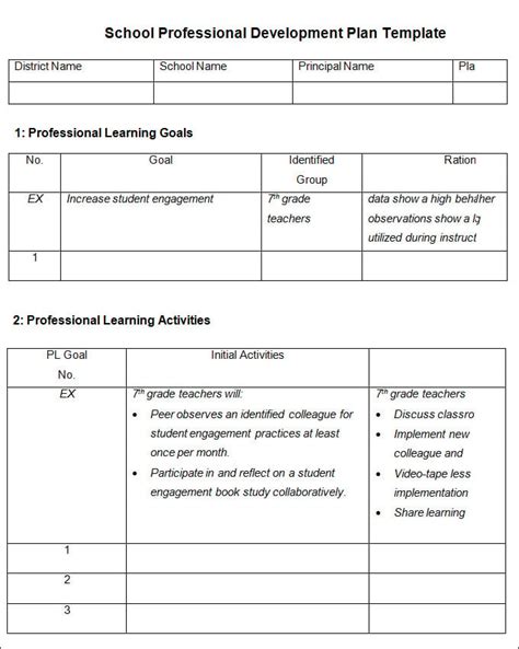 Professional development plan template word