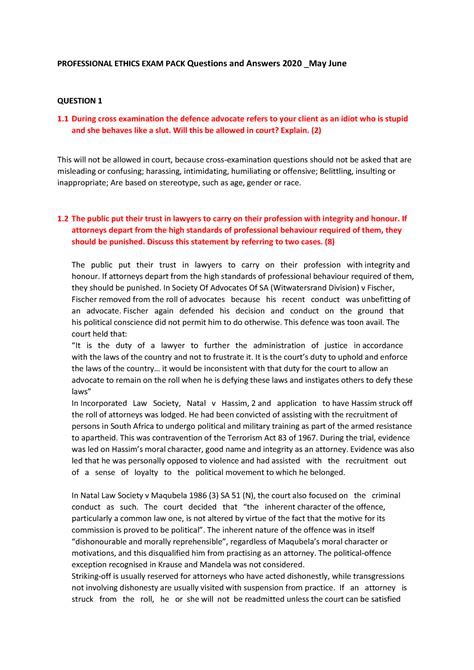 Professional ethics questions and answers.  Rate this question: 15 1.  Compl...