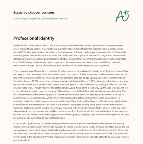 Professional identity - Free Essay Example PapersOwl.com