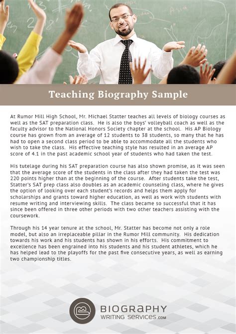 Professional teaching biography sample