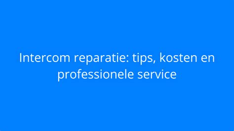 Professionele Reparatie Tips