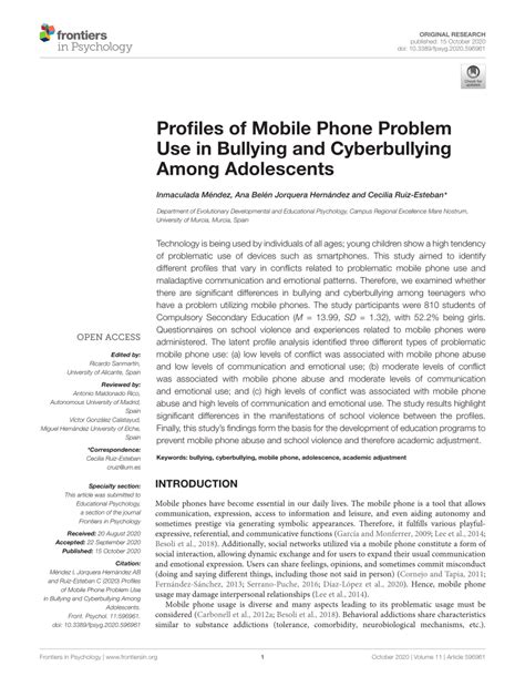 Profiles of Mobile Phone Problem Use in Bullying and ... - PubMed