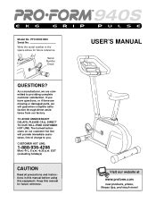 Proform 940s Ekg Grip Pulse Exercise Bike Manual