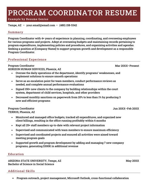 Program Coordinator Resume Sample & Guide [+ Objective]