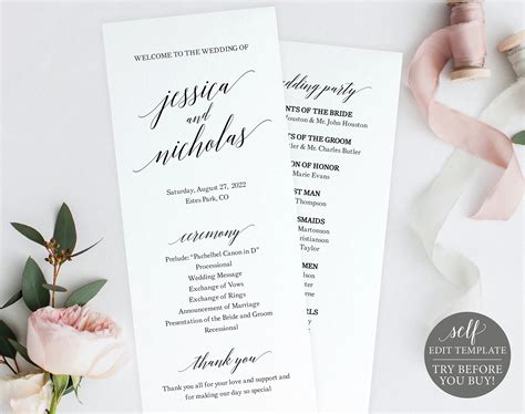 Program For Wedding Floral Wedding Program 032 Editable Wedding Program