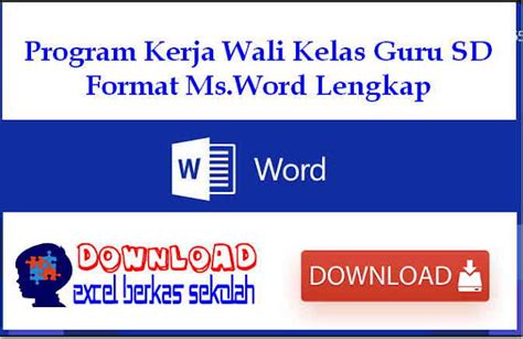 Program Kerja Wali Kelas Guru SD Format Ms.Word Lengkap