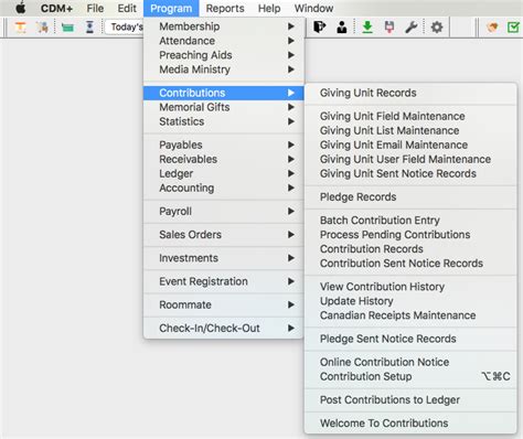 Program Menus Reports