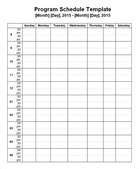 Program Schedule Template 4 Free Word, Excel Documents Download