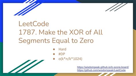 Program to make the XOR of all segments equal to zero …