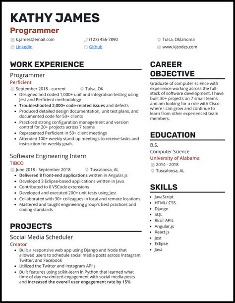 Programmer Resume Example & Writing Tips Resume Genius