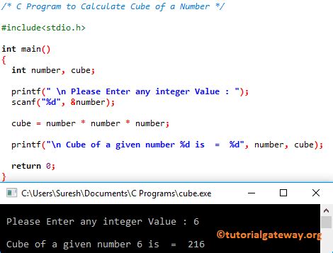 Programming Tutorials: Calculate Cube of a Number in C, C++