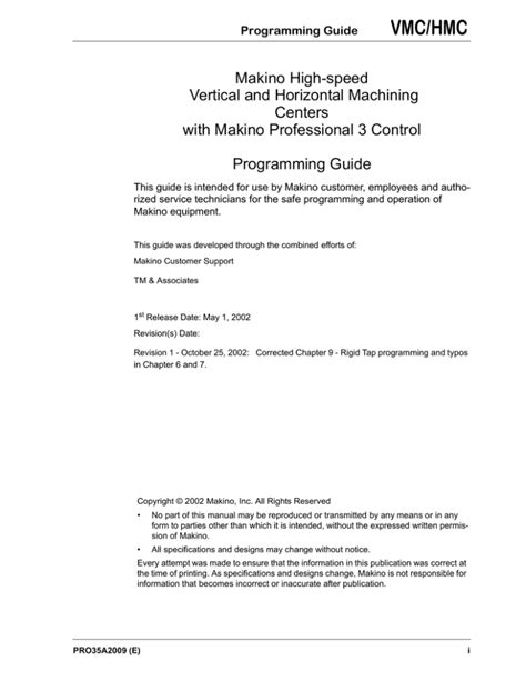 Programming Vmc Makino Manual