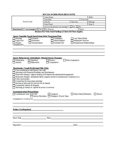 Progress Notes For Social Workers Raisa Template