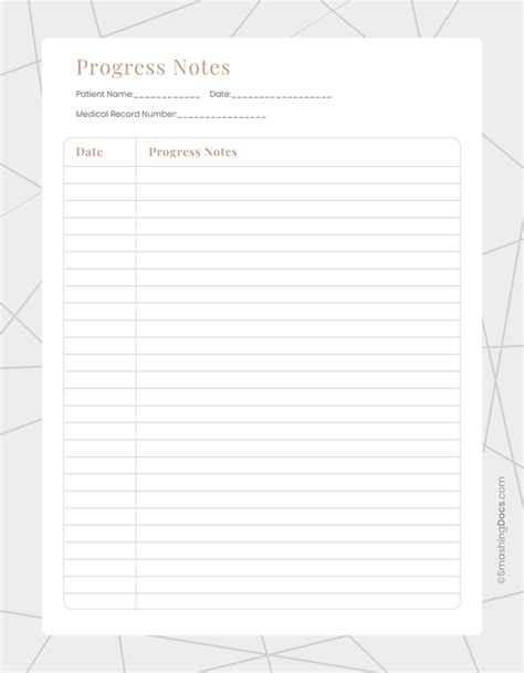 Progress Notes Template Free