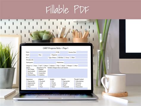 Progress Notes for Therapy GIRP Fillable & Printable Mental Etsy