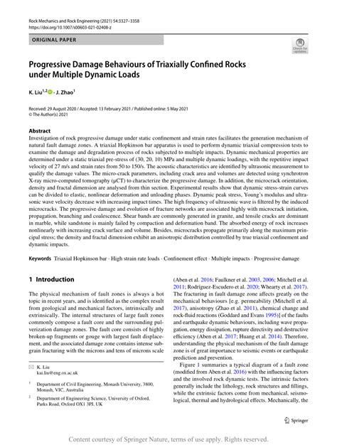 Progressive Damage Behaviours of Triaxially Confined Rocks …