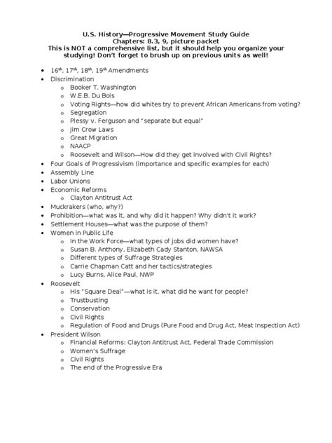 Progressive Era Study Guide