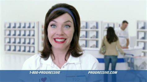Progressive commercials. Insurance salesperson. Nationality. American. Flo is a fictional saleswoman character appearing in more than 1,000 advertisements for Progressive Insurance since 2008. Portrayed by actress and comedian Stephanie Courtney, the character has developed a fan base on social networks and has become an iconic advertising mascot. [1] [2] [3] 