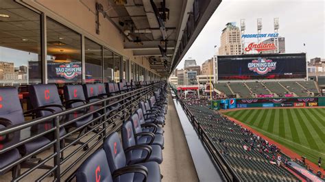 Progressive field suite. These sub-sections only differ in closeness to the field (row number). The Guardians dugout is located in front of sections 160-164, while the visiting team dugout is in front of 140-146. Seats on the 3B side of the field will see the shade before the 1B side. The Lower bowl is very shallow, which means that some kids may have a difficult time ... 