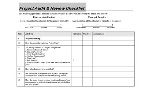 Project Audit Checklist