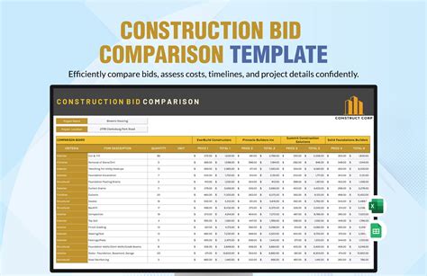 Project Bid Template Excel Excel Templates