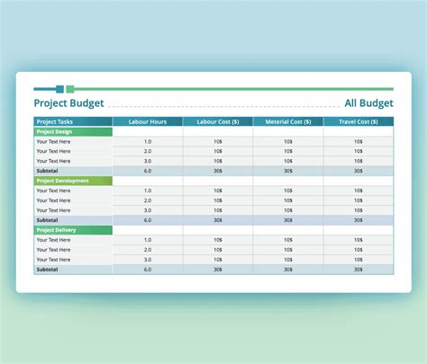Project Budget Table PowerPoint Template Premast