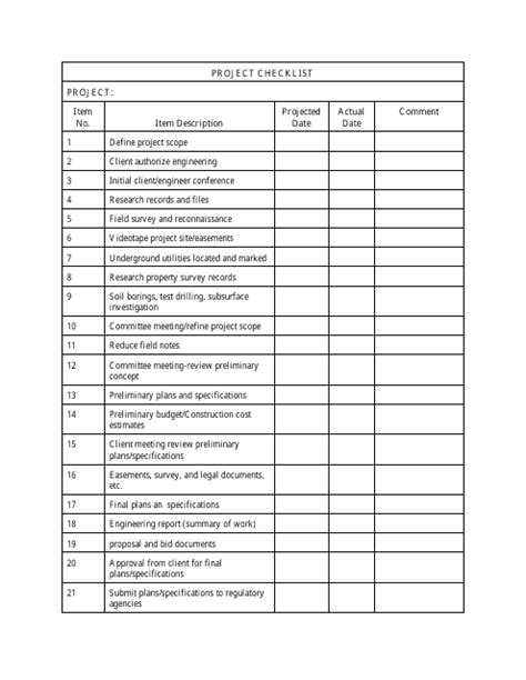 Project Checklist Template Download Printable PDF Templateroller