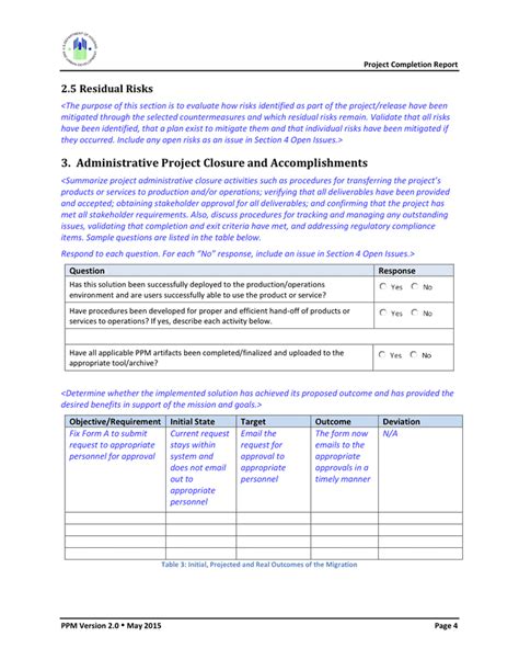 Project Completion Report Template in Word and Pdf formats page 7 of 13