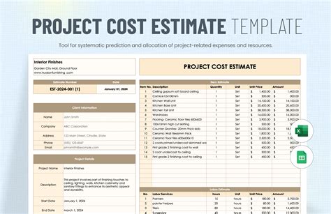 Project Cost Estimate Template Project Management Template