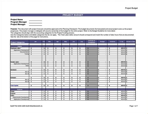 Project Costing Template Excel Free