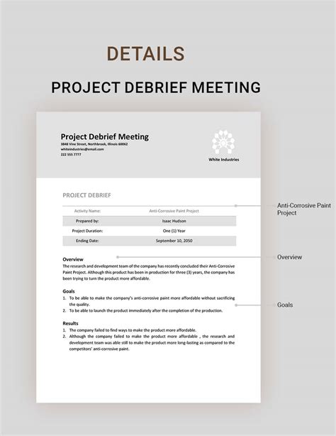 Project Debrief Meeting Template Download in Word, Google Docs