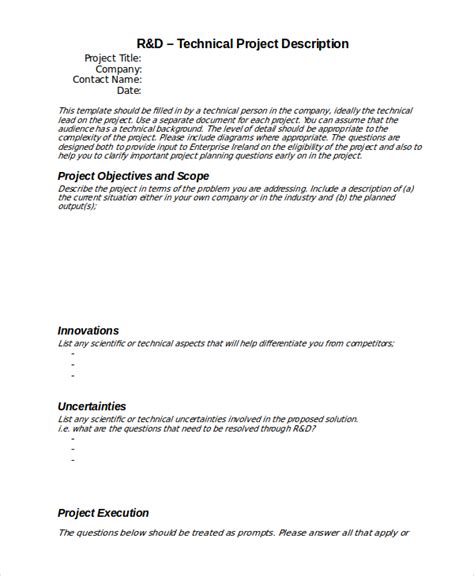 Project Description Sample & Examples Project Management Templates