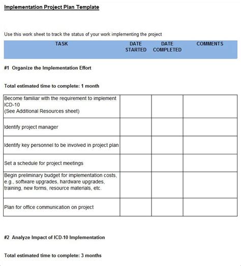 Project Implementation Plan Template 5+ Free Word, Excel pertaining
