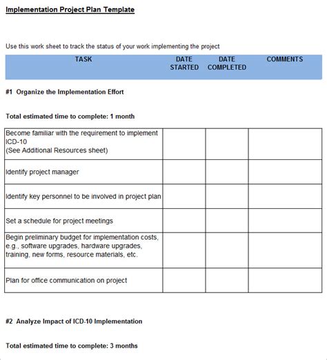 Project Implementation Plan Template 6+ Free Word, Excel Documents Download