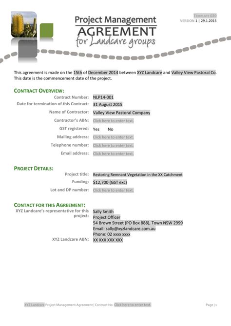 Project Management Contract Template 5 Facilities Management with