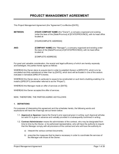 Project Management Contract Template Elegant Construction Project