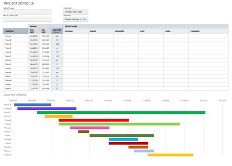 Project Management Timetable Template