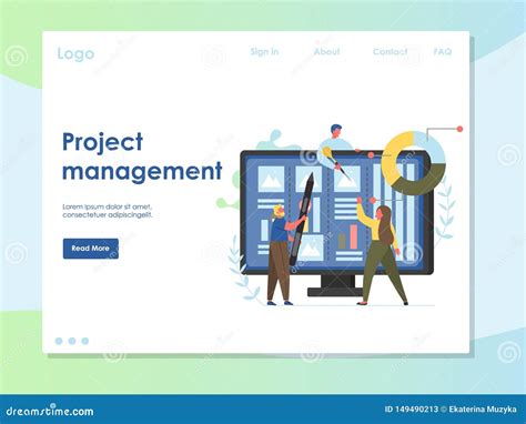 Project Management Vector Website Landing Page Design Template Stock