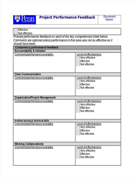 Project Manager Performance Review Template