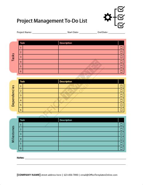 Project Manager To Do List Template