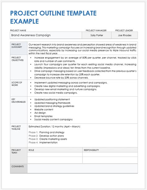 Project Outline Template Word