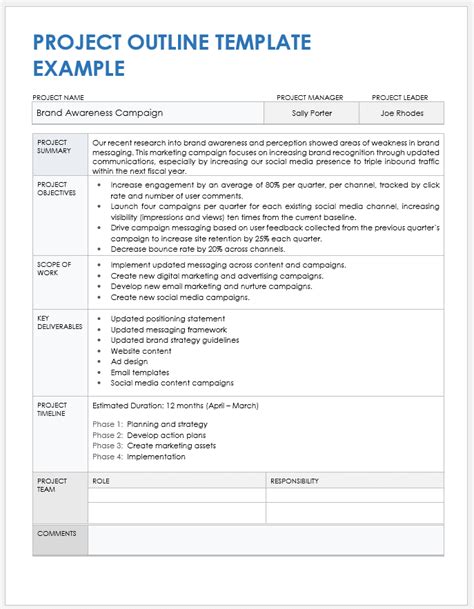 Project Plan Outline Template