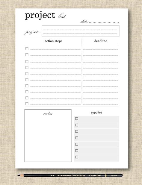 Project Planner Printable Project Planner Page Project Etsy Project