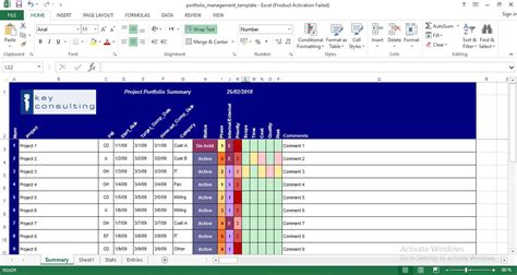 Project Portfolio Management Excel Template Software engineering